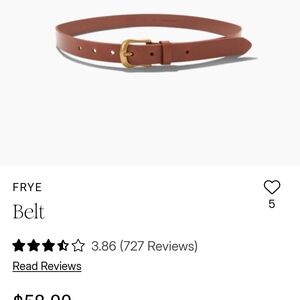 Frye Slim Leather Belt with Gold-Tone Buckle in Chestnut Brown